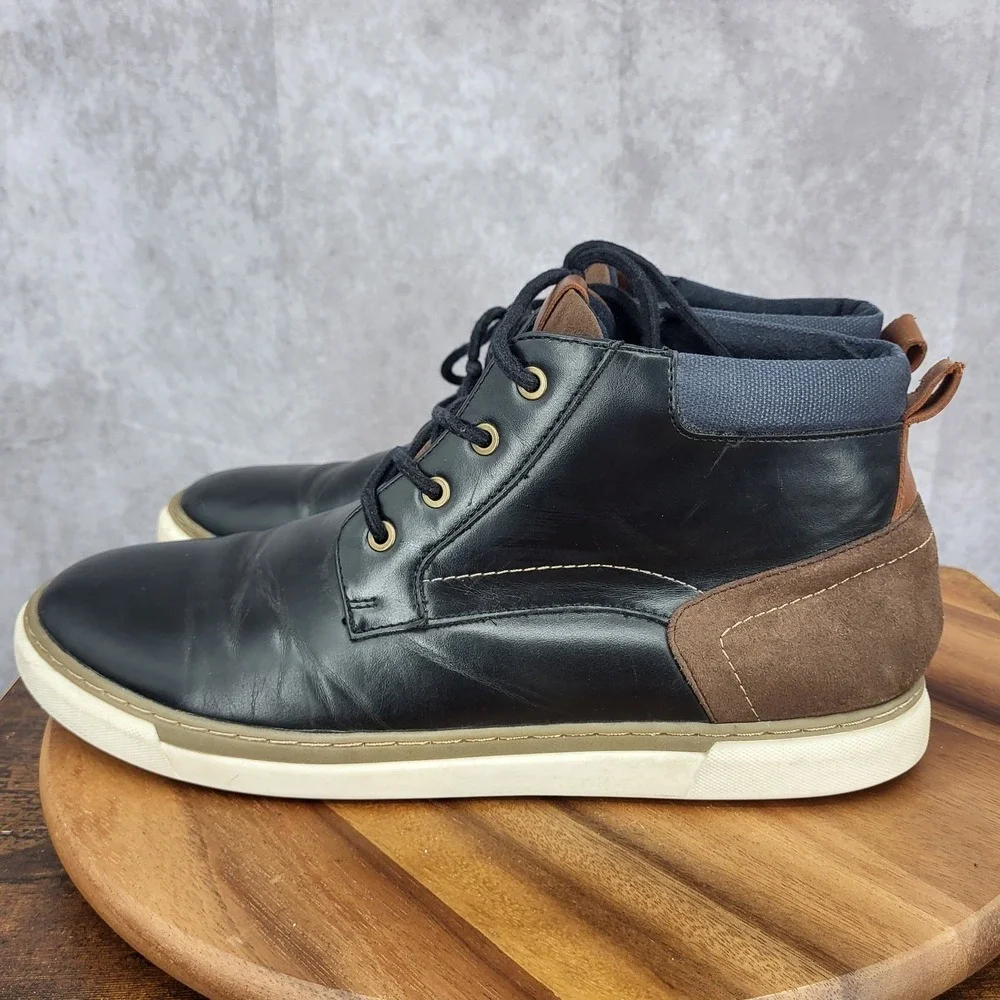 Sonoma Chukka Boots Mens 13 Black Faux Leather Vitalize‎ Ortholite Comfort